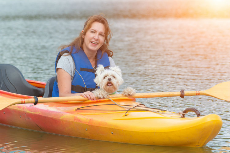 kayaking with dog